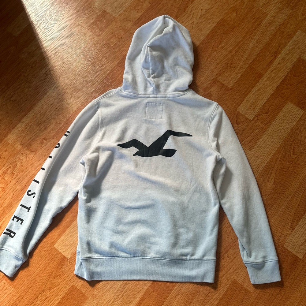 Hollister White Hoodie with Black Logo